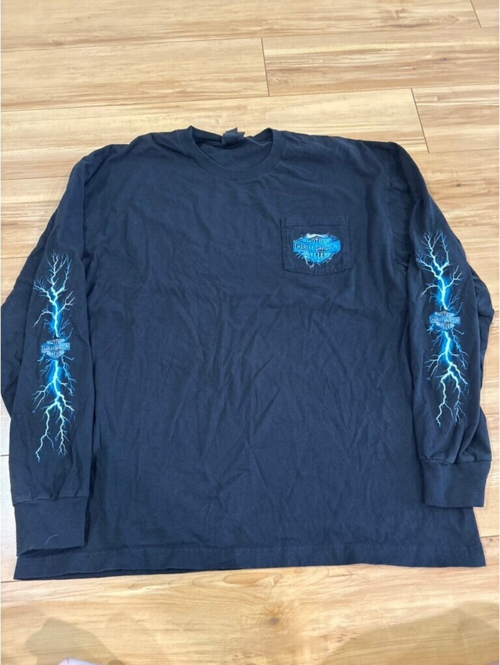 Harley-Davidson Long Sleeve T-Shirt - Medicine Park OK Lightning Print XL